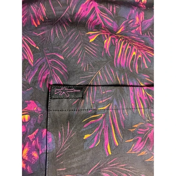 Retro Rifle Chill Chimp Mens Short Sleeve Up Shirt Tropical Monkey Gun Print-979 - Picture 2 of 7